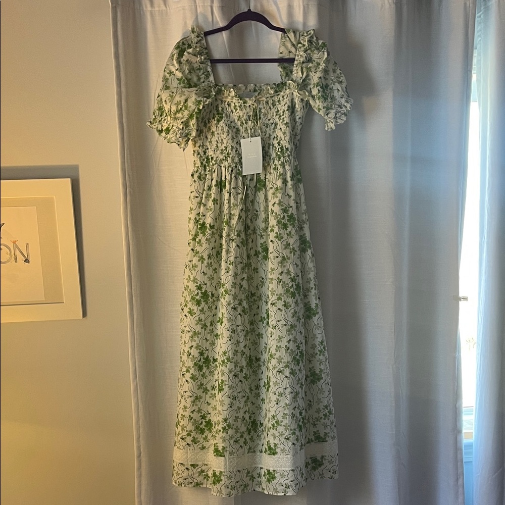 Hill house Scarlett Nap Dress- green sweet peas